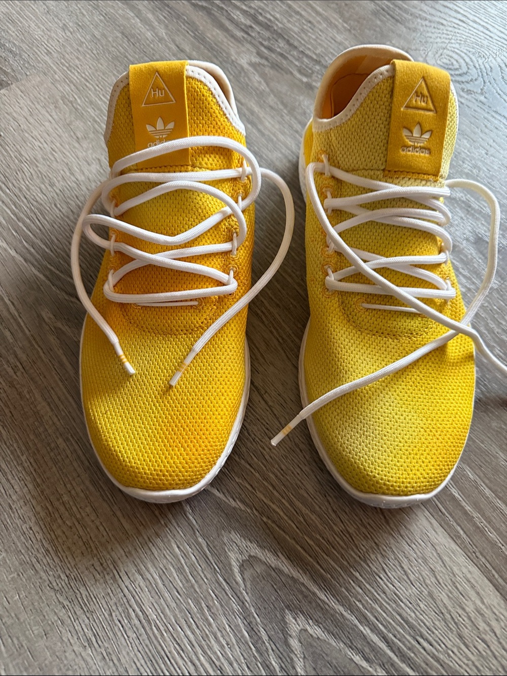 adidas Kids Bright Yellow Mesh Athletic Sneakers